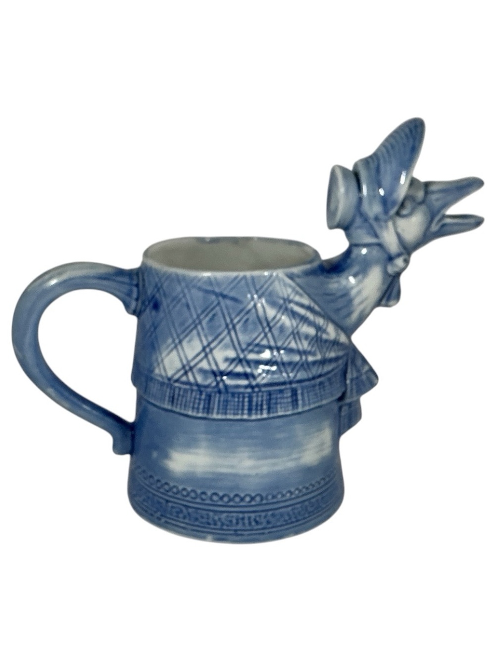USchafer & Vater Goose in Shawl Pitcher German Flow Blue Figural Creamer Vintage - Picture 2 of 6